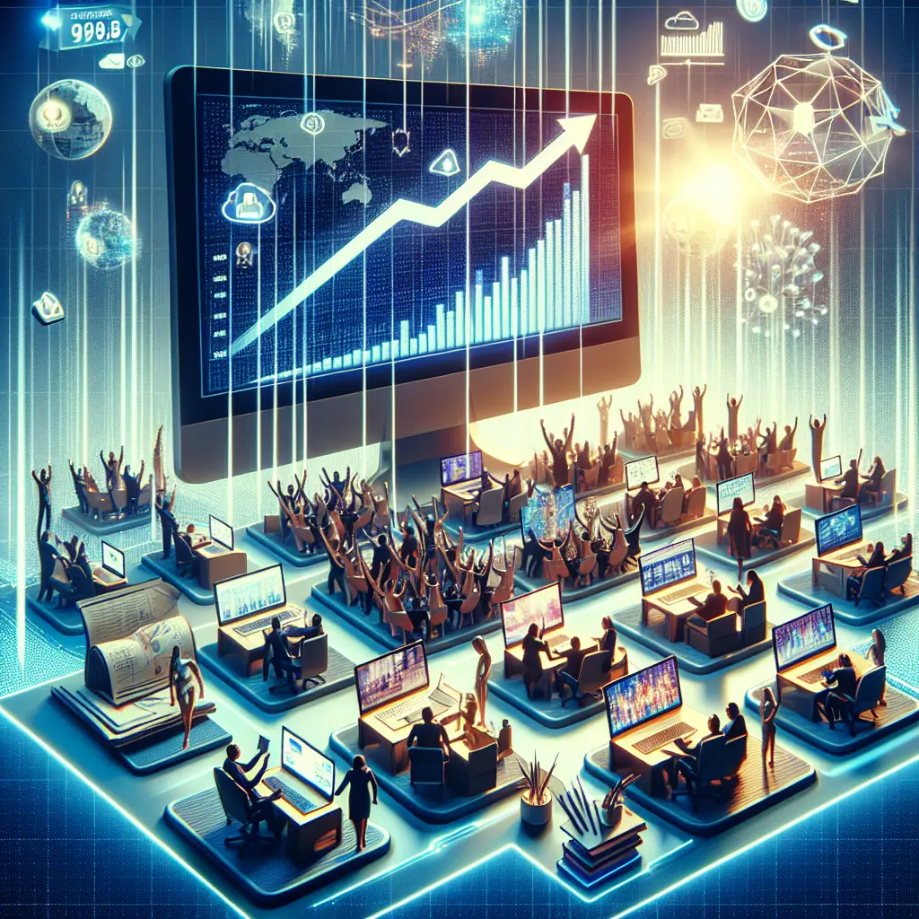 Representación de El mercado global de plataformas de eventos virtuales se proyecta que alcanzará los 9,920.8 millones de USD para 2024, impulsado por el trabajo remoto y las tendencias de digitalización.